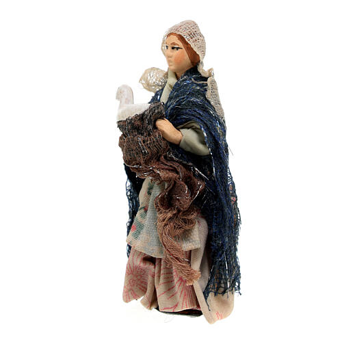 Neapolitan Nativity figurine, woman with goose, 8 cm 2
