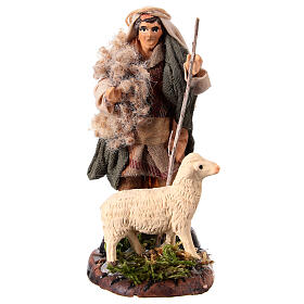 Hirte mit Schaf neapolitanische Krippe Terrakotta 8 cm