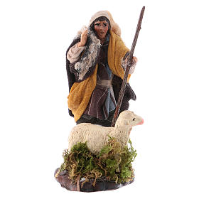 Neapolitan nativity figurine, shepherd with sheep, 8cm