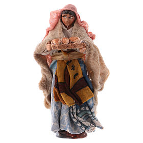 Woman with bread, 8cm for Neapolitan Nativity