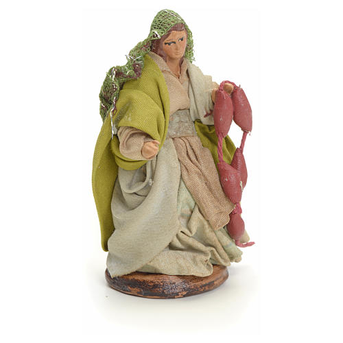 Neapolitan Nativity figurine, woman with cured meat, 8 cm 2
