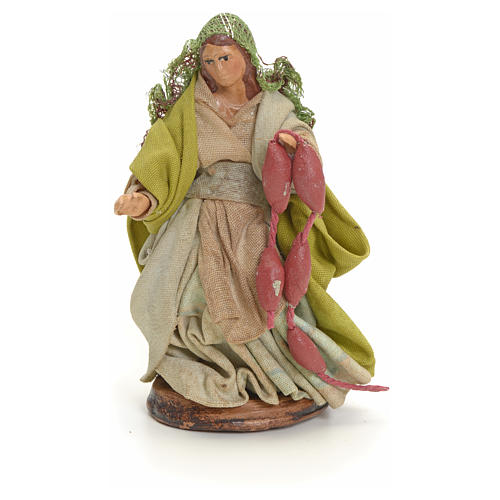 Neapolitan Nativity figurine, woman with cured meat, 8 cm 1