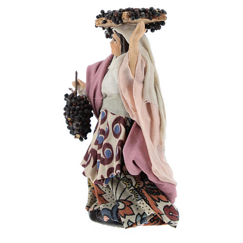 Neapolitan Nativity figurine, woman with bunches of grapes, 8 cm 2