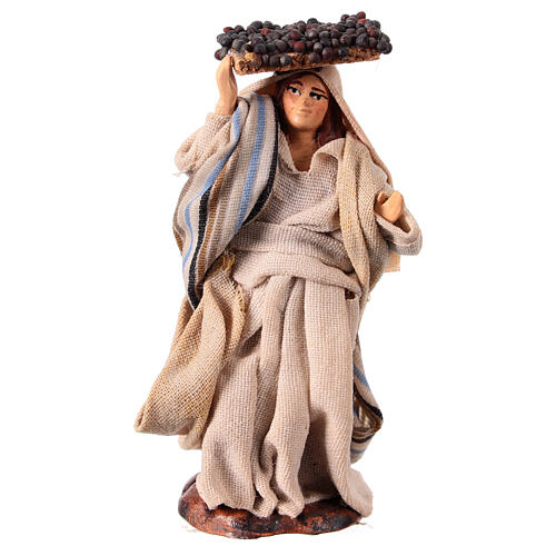 Neapolitan Nativity figurine, woman with bunches of grapes, 8 cm 1