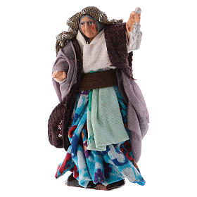Neapolitan Nativity figurine, old lady with lantern, 8 cm
