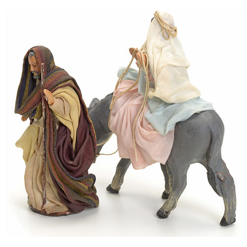 Neapolitan Nativity figurines, Joseph and pregnant Mary on donkey 8cm 1