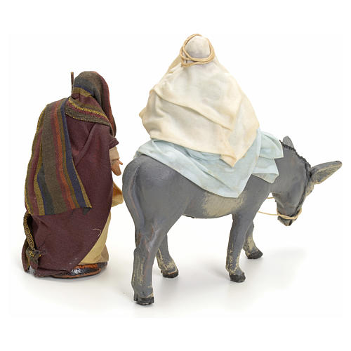 Neapolitan Nativity figurines, Joseph and pregnant Mary on donkey 8cm 2