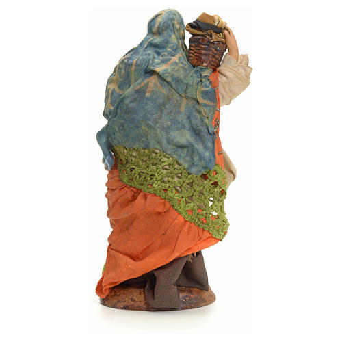 Neapolitan Nativity figurine, woman with cloth baskets, 18 cm 3