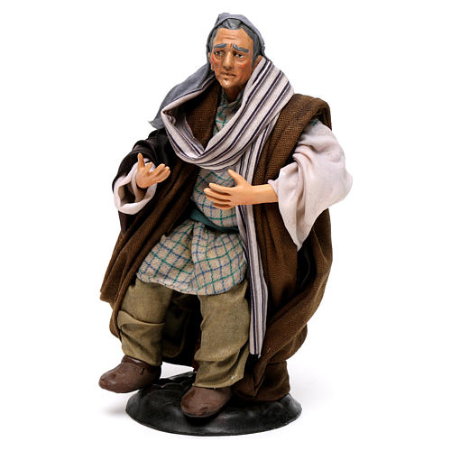 Neapolitan Nativity figurine, old man sitting, 18 cm 3