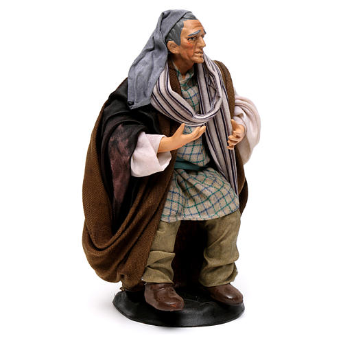 Neapolitan Nativity figurine, old man sitting, 18 cm 4