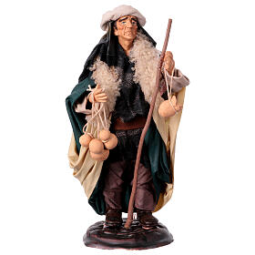 Neapolitan Nativity figurine, man with caciotta cheese, 18 cm