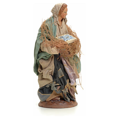 Neapolitan Nativity figurine, woman with fish, 18 cm 2