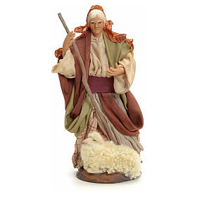 Neapolitan Nativity figurine, old lady with sheep, 18 cm