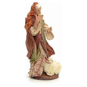 Neapolitan Nativity figurine, old lady with sheep, 18 cm