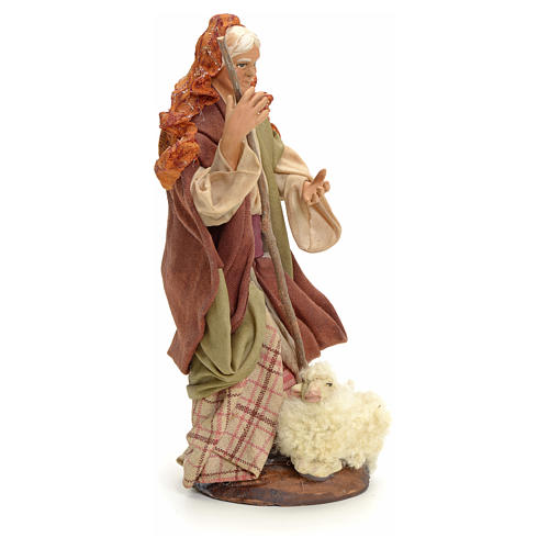 Neapolitan Nativity figurine, old lady with sheep, 18 cm 2