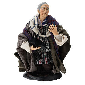 Neapolitan Nativity figurine, kneeling beggar, 18 cm