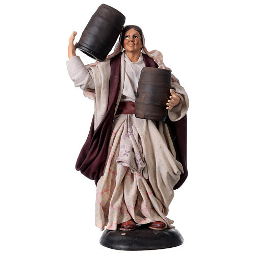 Neapolitan Nativity figurine, old lady with cask, 18 cm 1