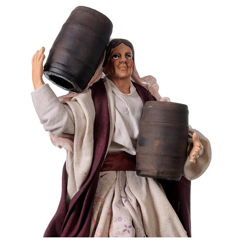 Neapolitan Nativity figurine, old lady with cask, 18 cm 2