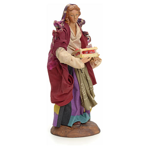 Neapolitan Nativity figurine, woman with apples, 18 cm 2