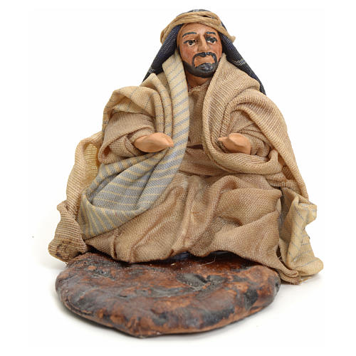 Neapolitan nativity figurine, Arabian man warming up, 8cm 1