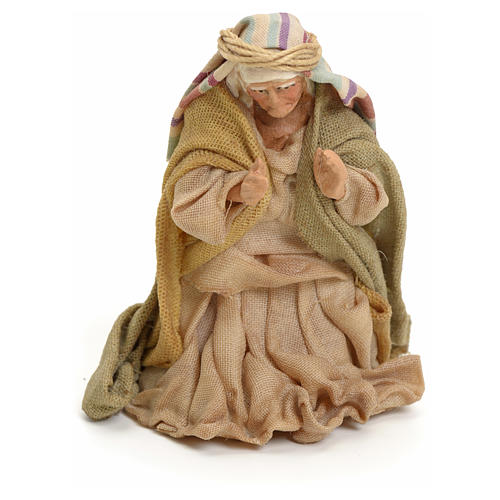 Neapolitan Nativity figurine, kneeling woman praying, 8 cm 1