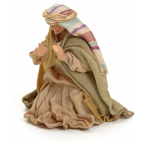 Neapolitan Nativity figurine, kneeling woman praying, 8 cm 2