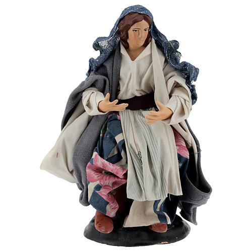 Neapolitan Nativity figurine, woman sitting, 18 cm 1