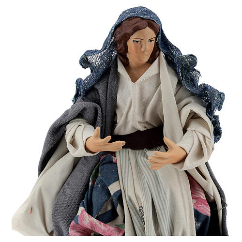 Neapolitan Nativity figurine, woman sitting, 18 cm 2