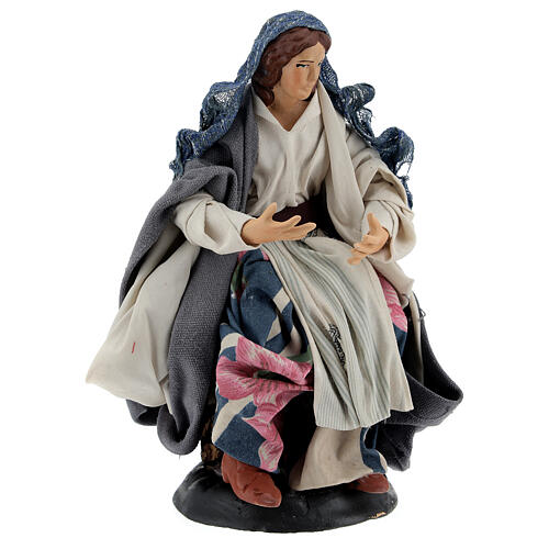 Neapolitan Nativity figurine, woman sitting, 18 cm 4