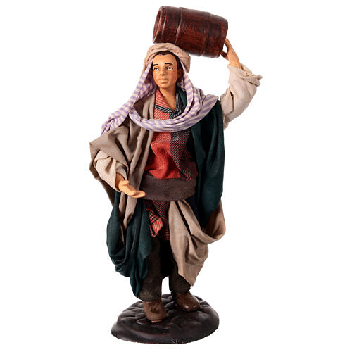 Neapolitan Nativity figurine, man carrying cask, 18 cm 1