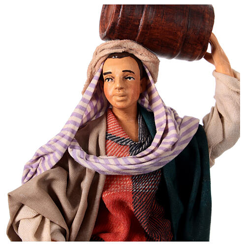 Neapolitan Nativity figurine, man carrying cask, 18 cm 2