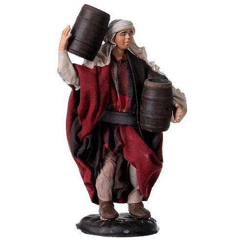 Neapolitan Nativity figurine, man carrying cask, 18 cm 1