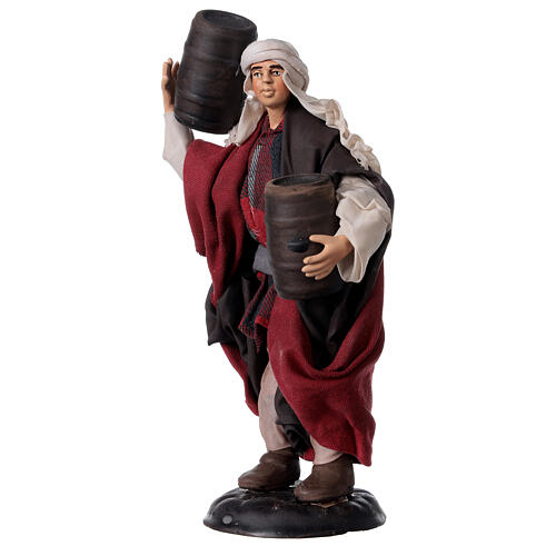 Neapolitan Nativity figurine, man carrying cask, 18 cm 3