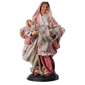 Frau mit Kind in Armen 18cm neapolitanische Krippe