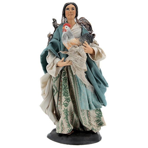 Neapolitan Nativity figurine, woman with hen, 18 cm 1