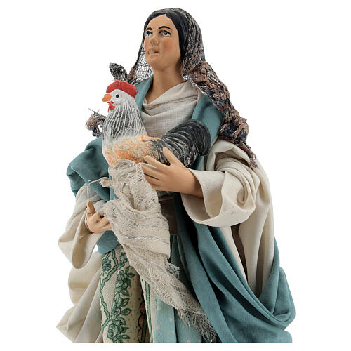 Neapolitan Nativity figurine, woman with hen, 18 cm 2