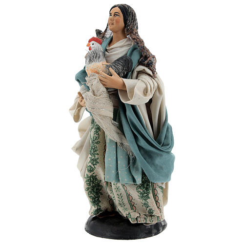 Neapolitan Nativity figurine, woman with hen, 18 cm 3