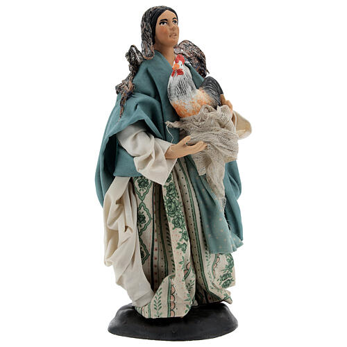 Neapolitan Nativity figurine, woman with hen, 18 cm 4