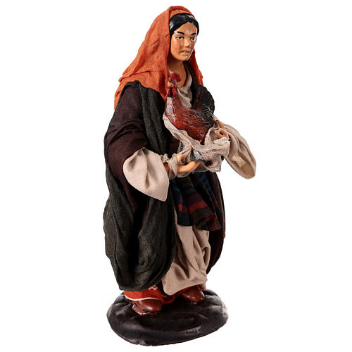 Neapolitan Nativity figurine, woman with hen, 18 cm 3