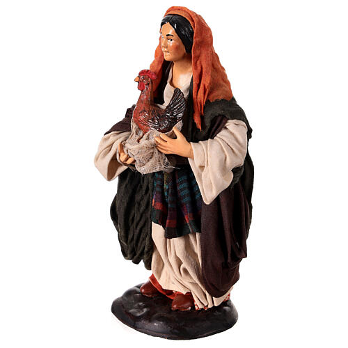 Neapolitan Nativity figurine, woman with hen, 18 cm 4