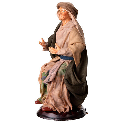 Alte Frau sitzend Krippe Neapel 18 cm 2