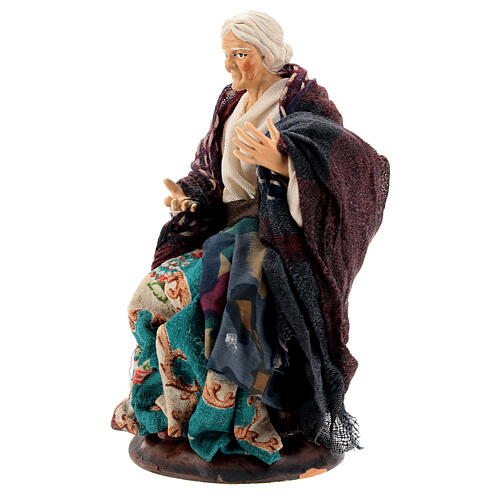 Neapolitan Nativity figurine, old lady sitting, 18 cm 4