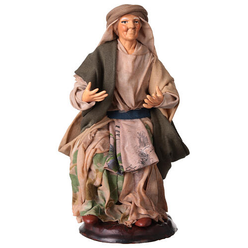 Neapolitan Nativity figurine, old lady sitting, 18 cm 1