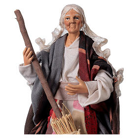 Neapolitan Nativity figurine, woman with broom, 18 cm