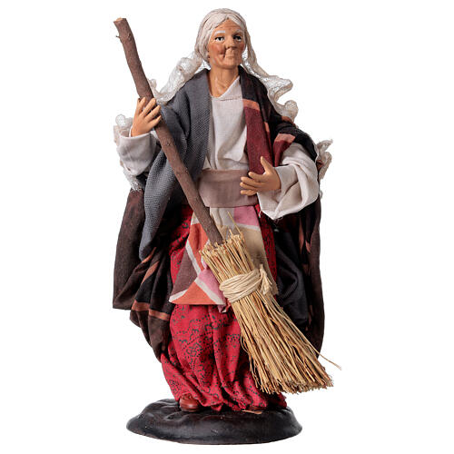 Neapolitan Nativity figurine, woman with broom, 18 cm 1