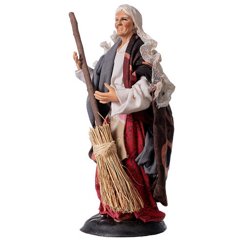 Neapolitan Nativity figurine, woman with broom, 18 cm 3