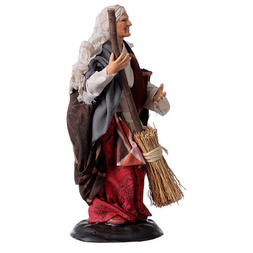 Neapolitan Nativity figurine, woman with broom, 18 cm 4