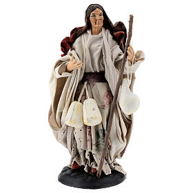 Neapolitan Nativity figurine, woman with caciotta cheese, 18 cm