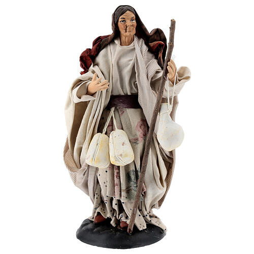 Neapolitan Nativity figurine, woman with caciotta cheese, 18 cm 1