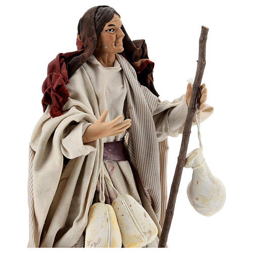 Neapolitan Nativity figurine, woman with caciotta cheese, 18 cm 2